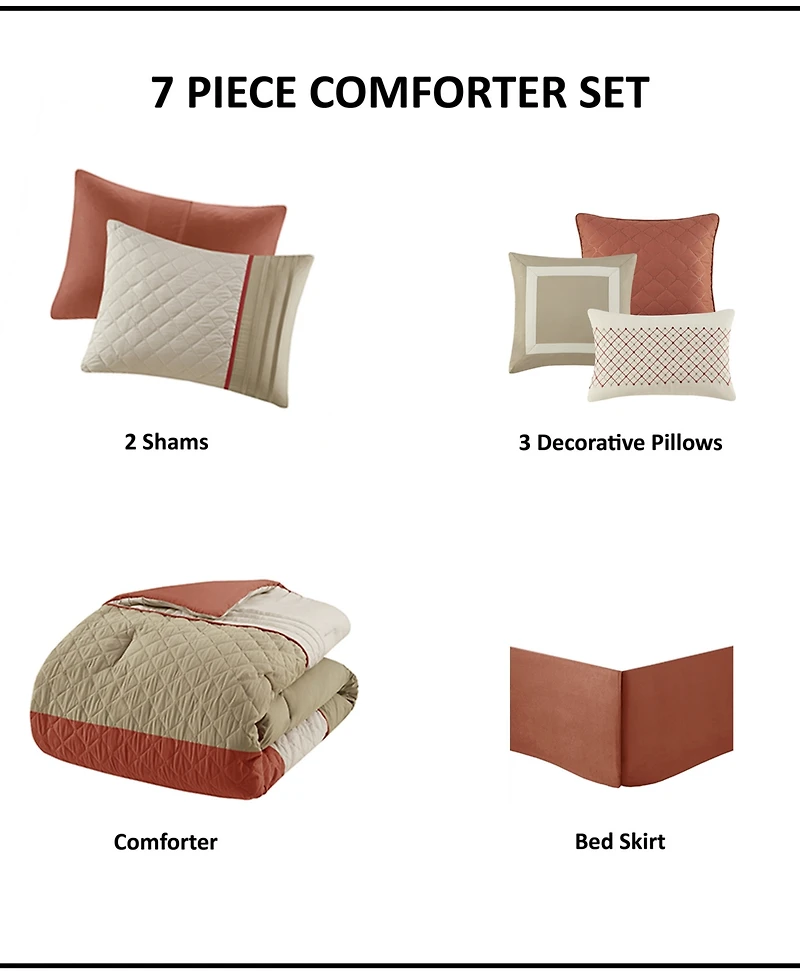 Madison Park Jenson 7-Pc. Color Block Stripe Comforter Set