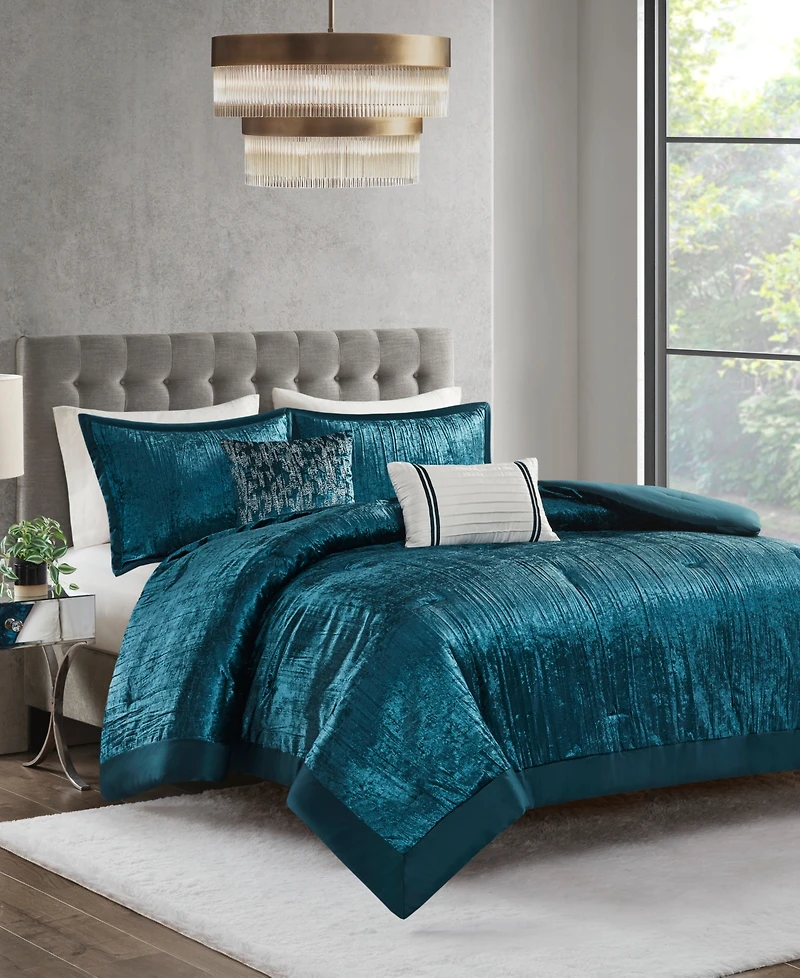 Madison Park Lee Crinkle Velvet 5-Pc. Comforter Set, Full/Queen