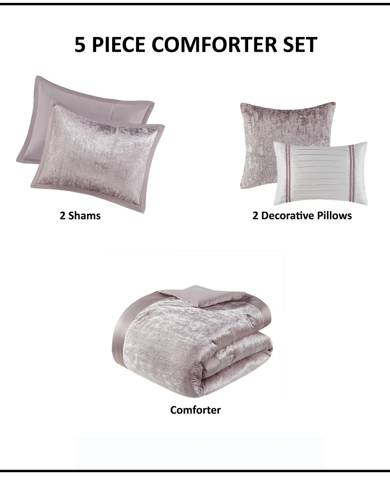 Madison Park Lee Crinkle Velvet 5-Pc. Comforter Set, King/California King