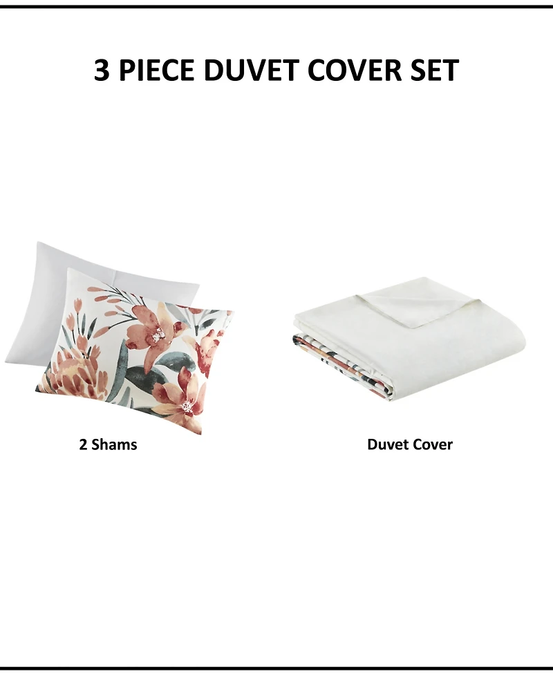 Madison Park Dahlia 3-Pc. Duvet Cover Set, King/California King
