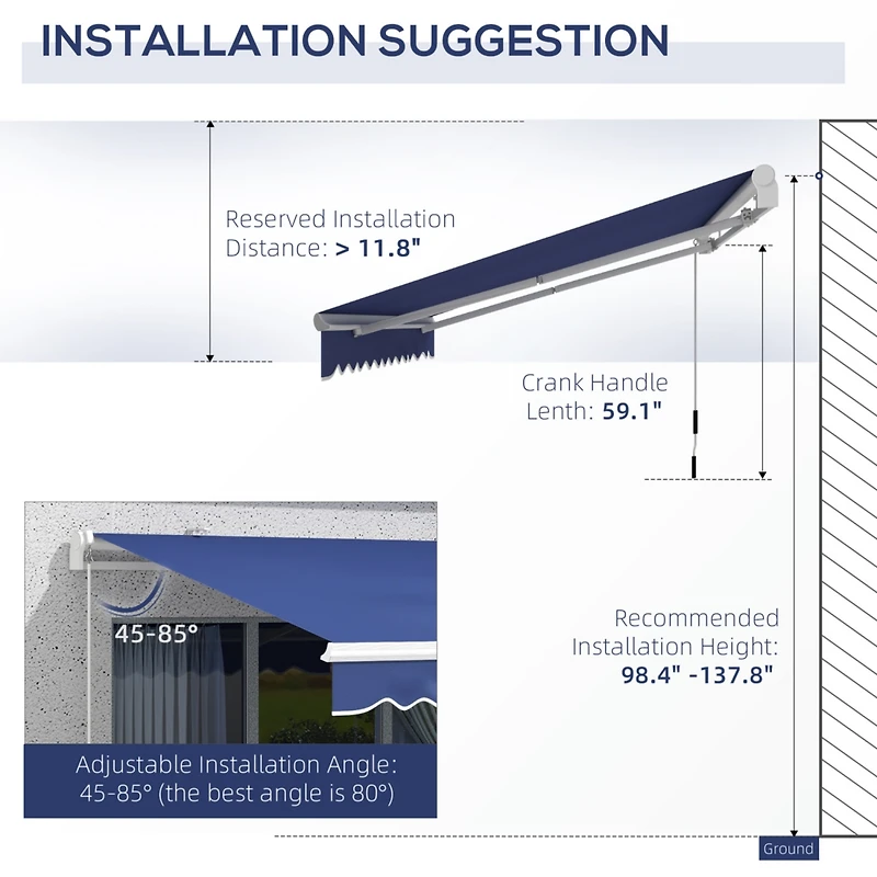 8' x 13' Patio Retractable Awning, Sunshade