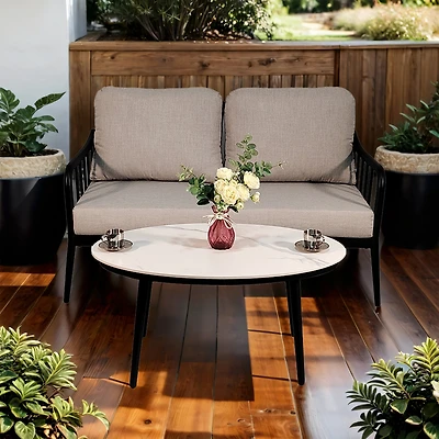 Streamdale Modern Patio Set with Sunbrella Cushions & Marble Table
