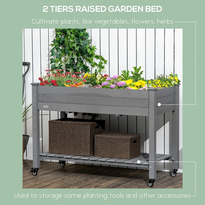 Elevated Raised Garden Bed with Storage and Mobility