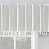 Evelina Faux Dupioni Silk Beaded Tassels Thermal Extreme 100% Blackout Back Tab Curtain Valance