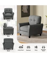 Sugift Modern Upholstered Accent Chair with Rubber Wood Legs