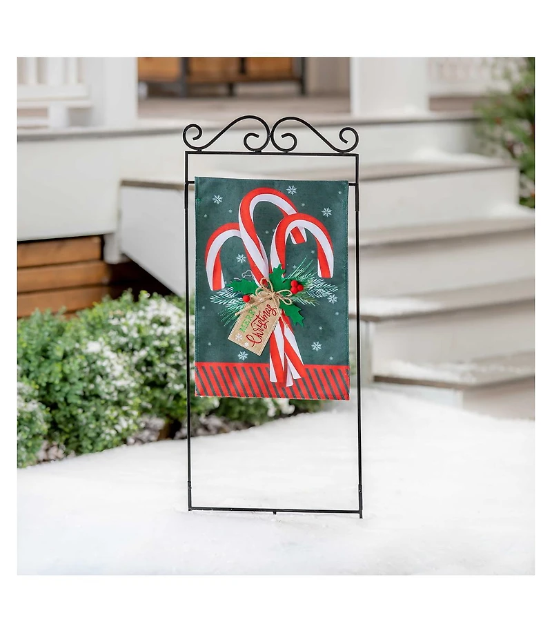 Evergreen Garden Flag Candy Cane Burlap Double Sided Indoor Outdoor Decor 18" x 12.5"