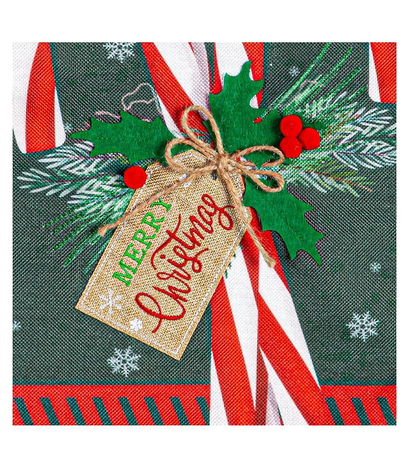 Evergreen Garden Flag Candy Cane Burlap Double Sided Indoor Outdoor Decor 18" x 12.5"
