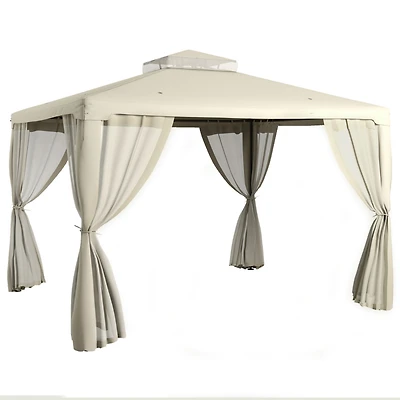 9.6' x 11.6' Patio Gazebo: Garden Canopy Shelter with Netting
