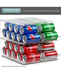Sorbus 4-Pack Clear Plastic Soda Can Organizer with Lid - Holds 9 Cans Each