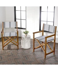 Jonathan Y Cukor Classic Vintage Outdoor Acacia Wood Folding Director Chair with Canvas Seat (Set of 2