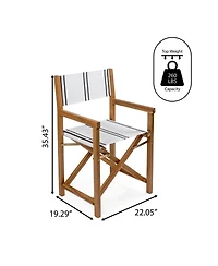 Jonathan Y Cukor Classic Vintage Outdoor Acacia Wood Folding Director Chair with Canvas Seat (Set of 2
