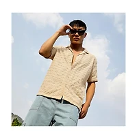 Men's Beige Embroidered Flora Shirt