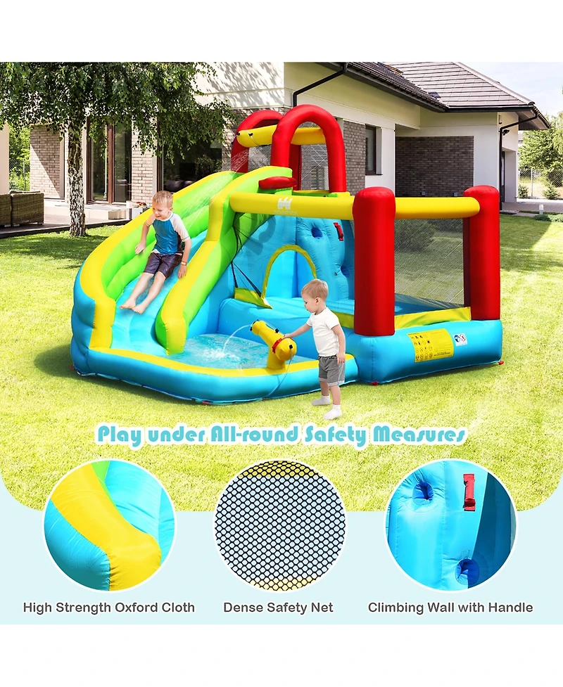 Costway Inflatable Kids Water Slide Jumper Bounce House Splash Water Pool with 550W Blower
