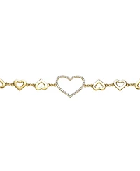 GiGiGirl 14k Yellow Gold Plated with Cubic Zirconia Heart Halo Charm Bracelet