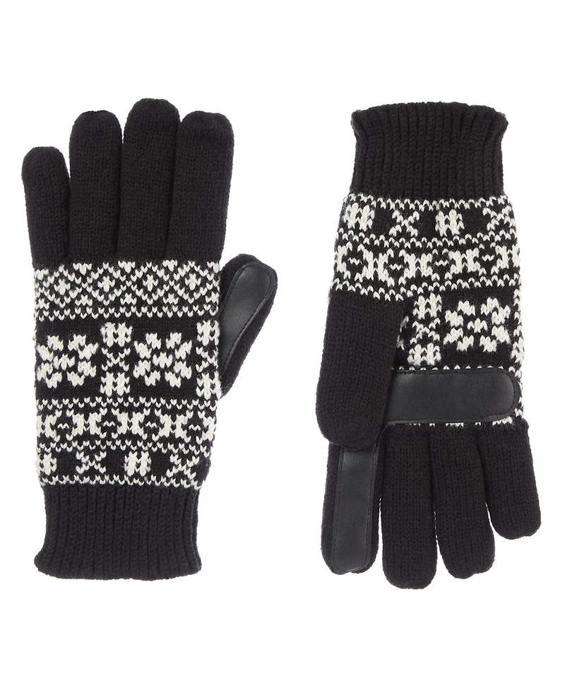 Isotoner Women's Nordic Fairisle Water Repellent Knit Gloves