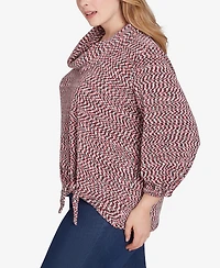Ruby Rd. Plus Cowl Neck Space Dyed Chenille Top with Side Tie