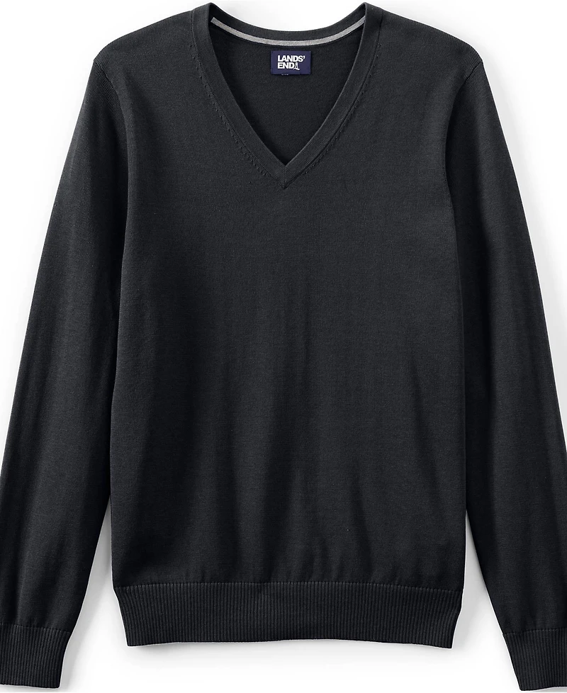 Lands' End Unisex Cotton Modal Vneck Pullover Sweater
