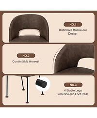 Dining Chair Set of 2 with High-density Sponge Cushion and Pu Leather-Brown
