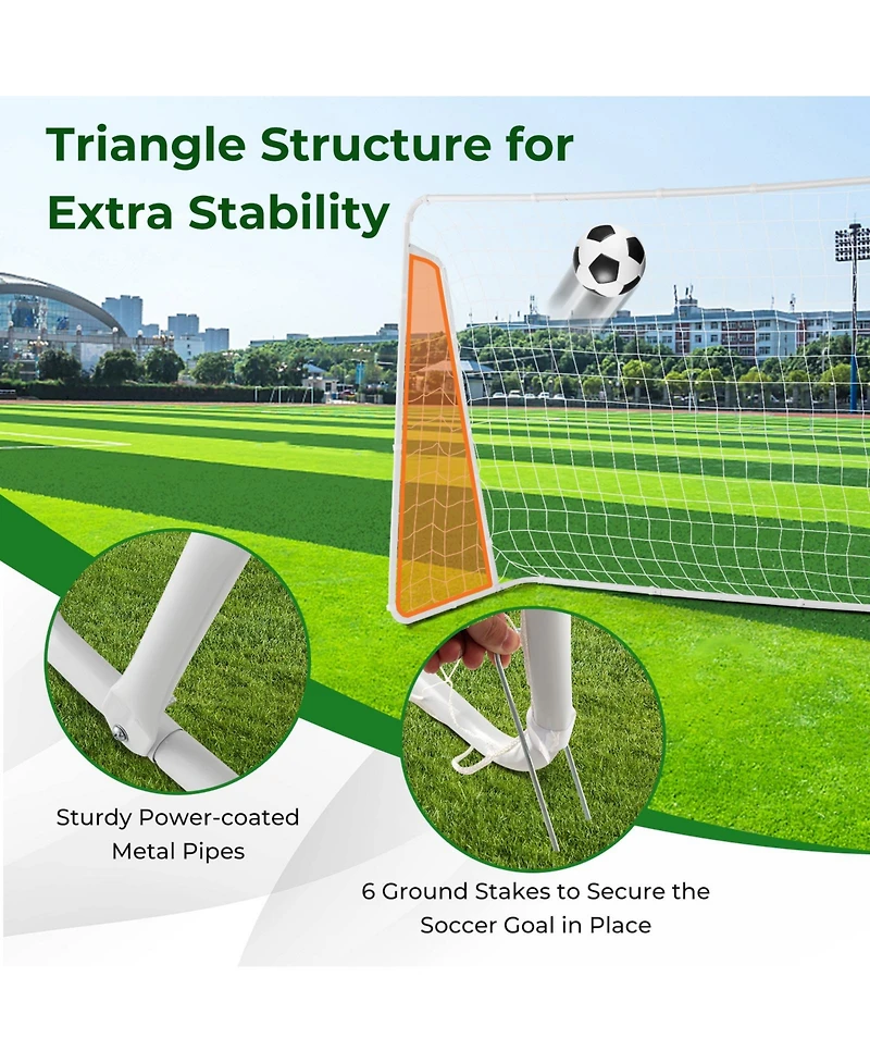 Skonyon Soccer Goal for Backyard with Heavy Duty Frame and Ground Stakes