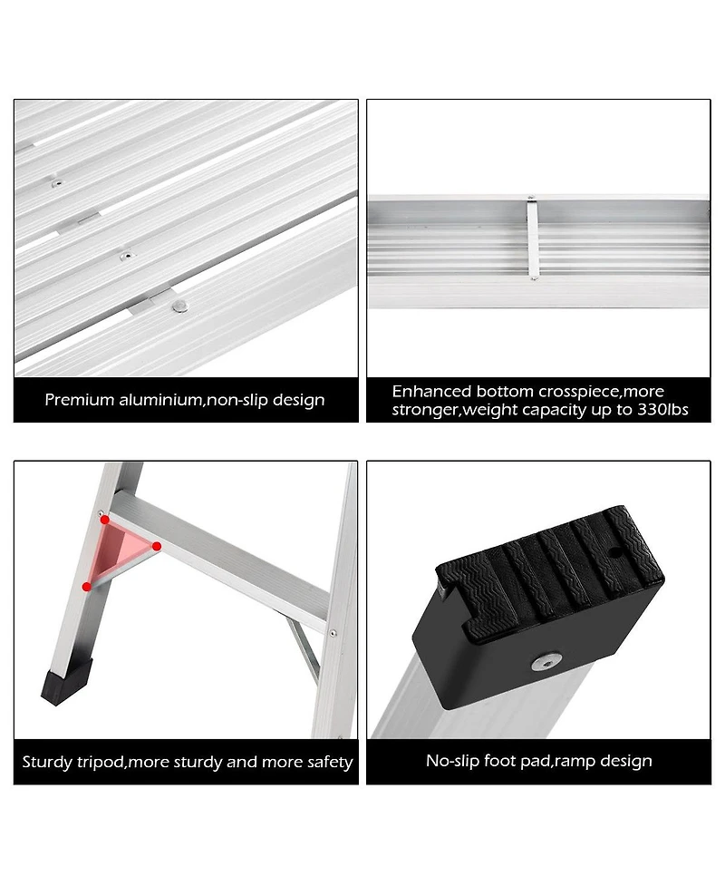 Skonyon Heavy Duty Portable Bench Aluminum Folding Step Ladder