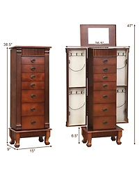 Skonyon Wooden Jewelry Armoire Cabinet Storage Chest with Drawers and Swing Doors