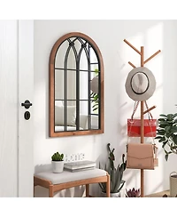 Skonyon Arched Window Finished Mirror with Back Board-Natural