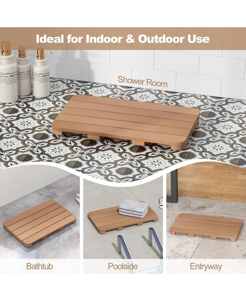 Skonyon Waterproof Hips Spa Shower Mat for Bathroom with Non Slip Foot Pads-Brown