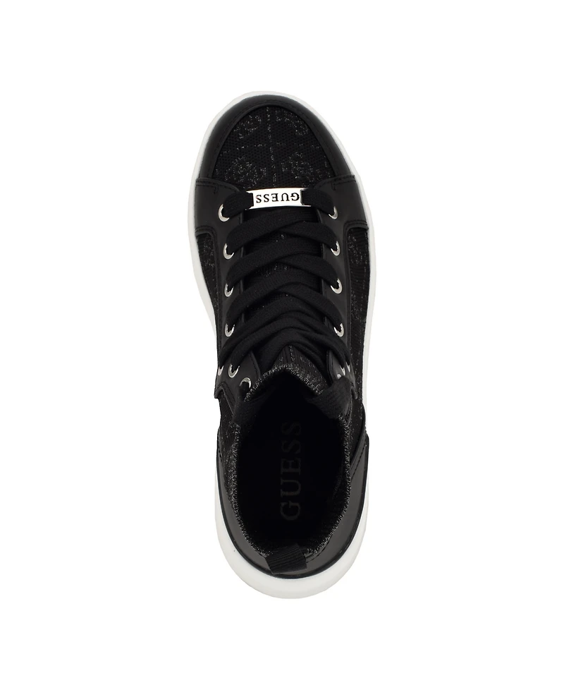Guess Women's Mannen Knit Hi-Top Lace-Up Fashion Sneakers