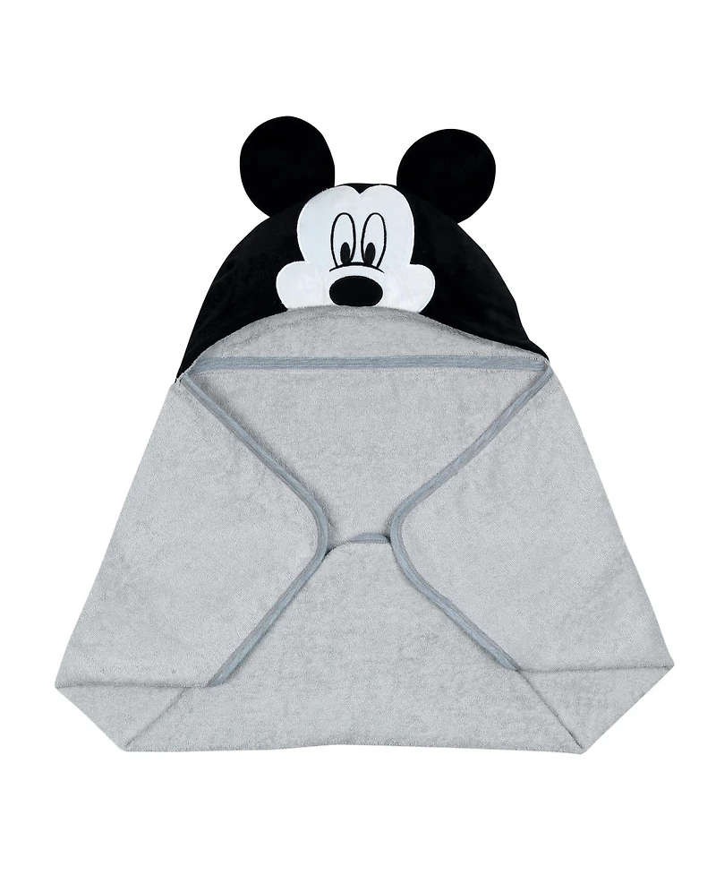 Lambs & Ivy Baby Boys Disney Baby Mickey Mouse Gray Cotton Hooded Baby Bath Towel