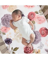 Lambs & Ivy Secret Garden Luxury Floral 3-Piece Cotton Sateen Crib Bedding Set