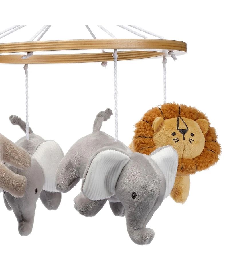 Lambs & Ivy Jungle Adventure Elephant/Lion Musical Baby Crib Mobile Soother Toy