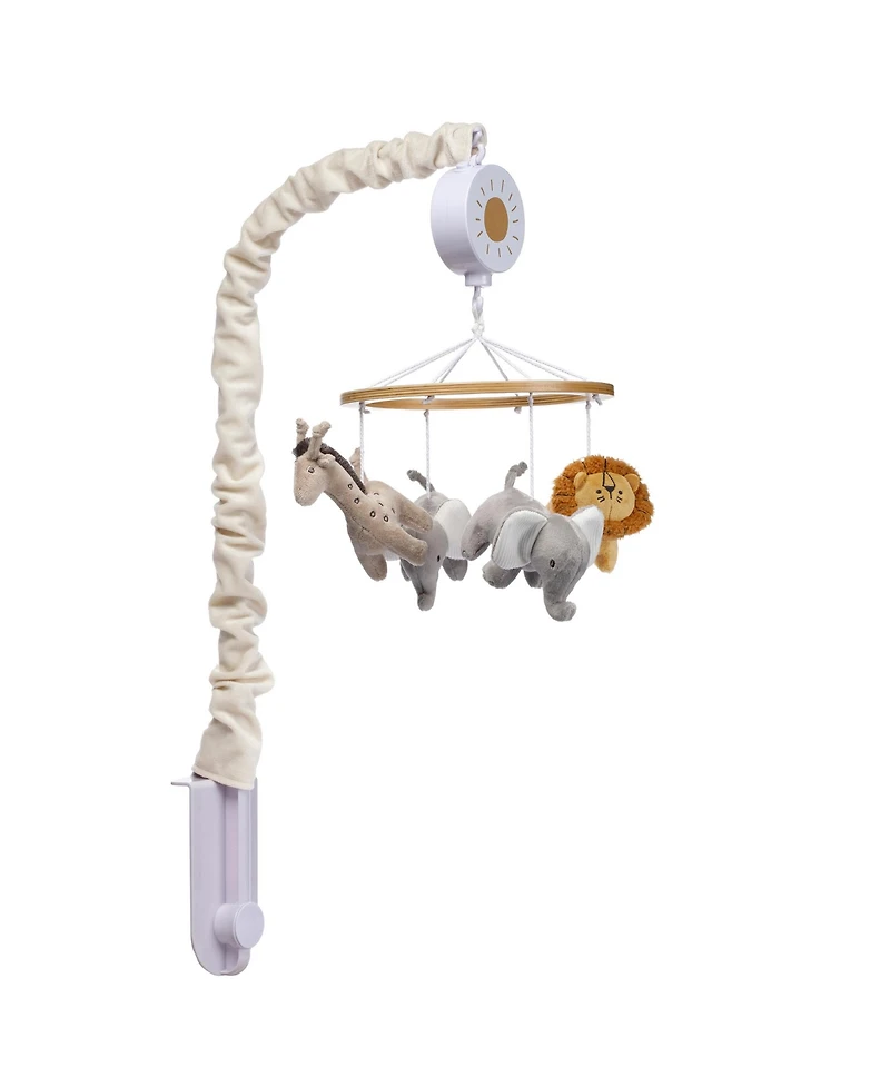 Lambs & Ivy Jungle Adventure Elephant/Lion Musical Baby Crib Mobile Soother Toy