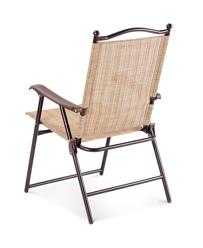 Costway Set of 2 Patio Folding Sling Back Chairs Camping Deck Garden Beach