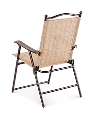 Costway Set of 2 Patio Folding Sling Back Chairs Camping Deck Garden Beach