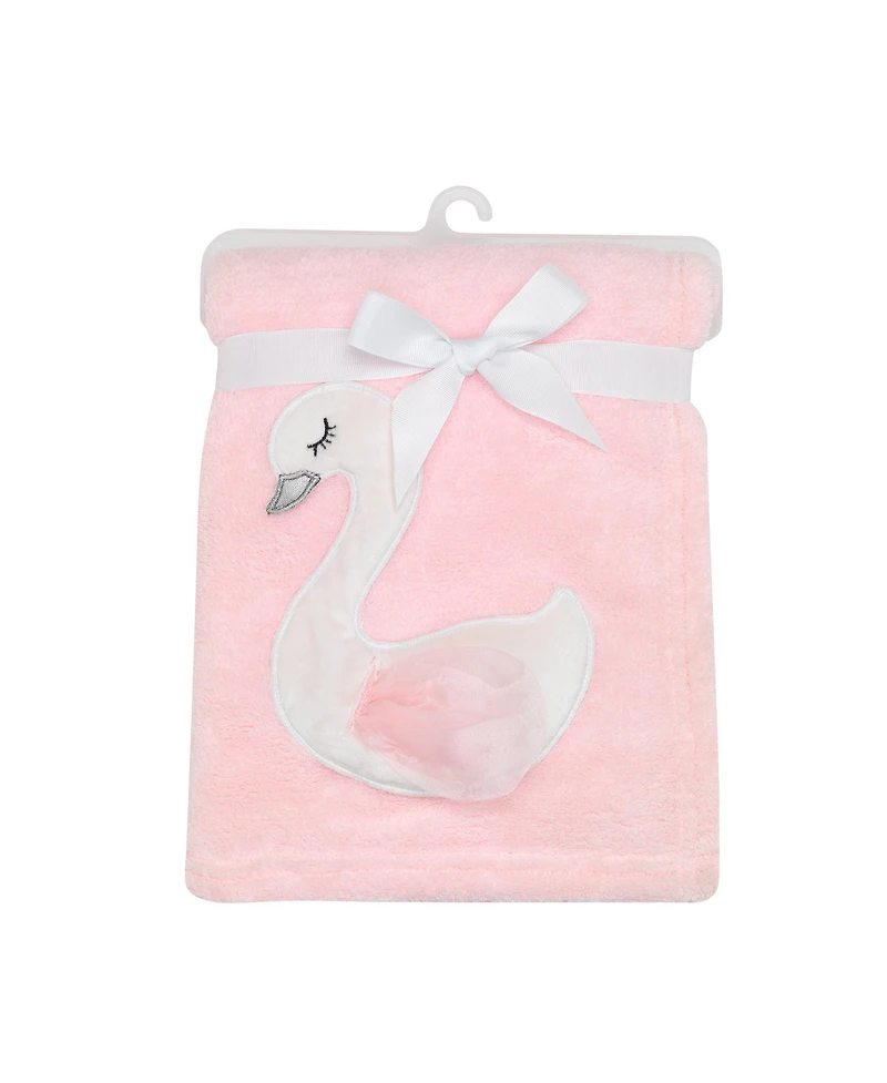 Bedtime Originals Blossom Pink/White Swan Coral Fleece Baby Blanket