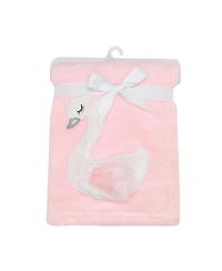 Bedtime Originals Blossom Pink/White Swan Coral Fleece Baby Blanket