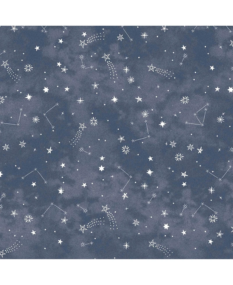 Lambs & Ivy Sky Rocket Blue Stars/Galaxy/Space 100% Cotton Fitted Crib Sheet