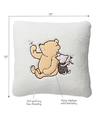 Lambs & Ivy Storytime Pooh Soft Faux Shearling Nursery Throw Pillow - Cream