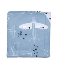 Bedtime Originals Little Aviator Blue/White Airplane Soft Fleece Baby Blanket