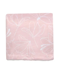 Lambs & Ivy Petals Pink/White Floral Fleece Faux Shearling Soft Baby Blanket