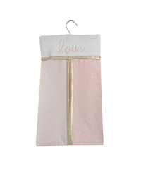 Lambs & Ivy Baby Love Metallic Gold/Pink/White Hearts, Stripes and Chevrons 4-Piece Nursery Crib Bedding Set