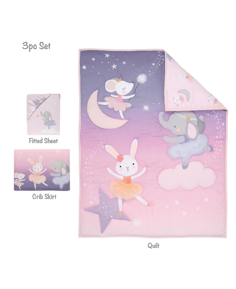 Bedtime Originals Tiny Dancer 3-Piece Ballet Baby Crib Bedding Set - Elephant