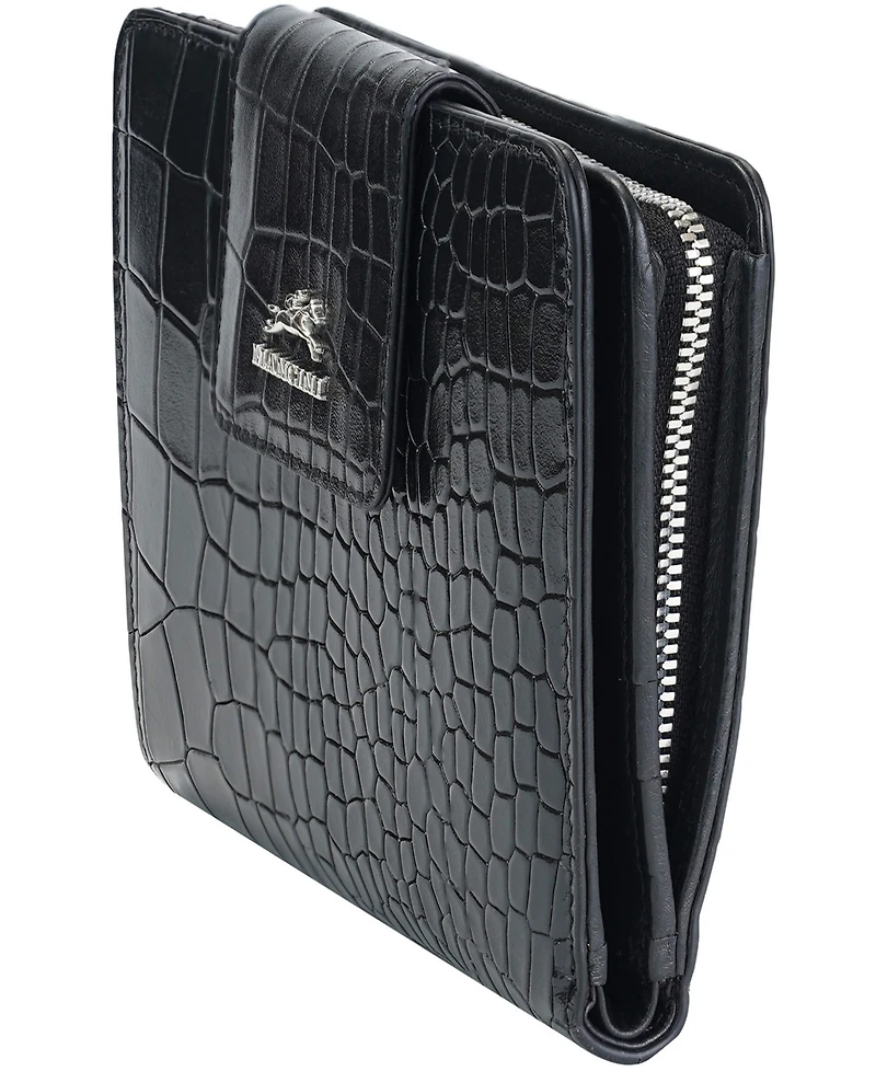 Mancini Women's Croco2 Rfid Secure Clutch Wallet
