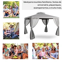 9.6' x 11.6' Patio Gazebo with Netting and Steel Frame