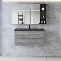 Streamdale Modern 42" Floating Vanity with Black Quartz Basin