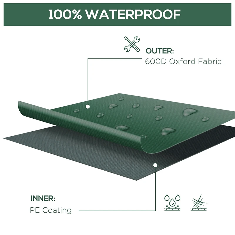Dark Green Heavy Duty Outdoor Sectional Sofa Cover (97" x 65" x 26")