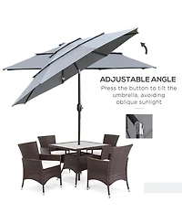 9FT 3-Tier Patio Market Umbrella with Tilt