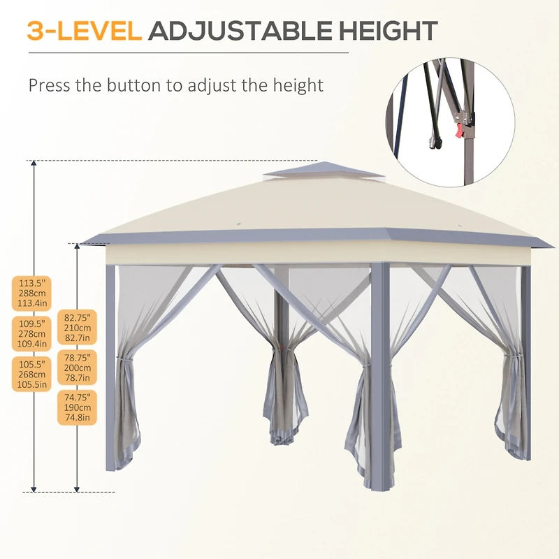 11' Canopy Tent with Netting and Carry Bag, 121 sq. ft. Shade