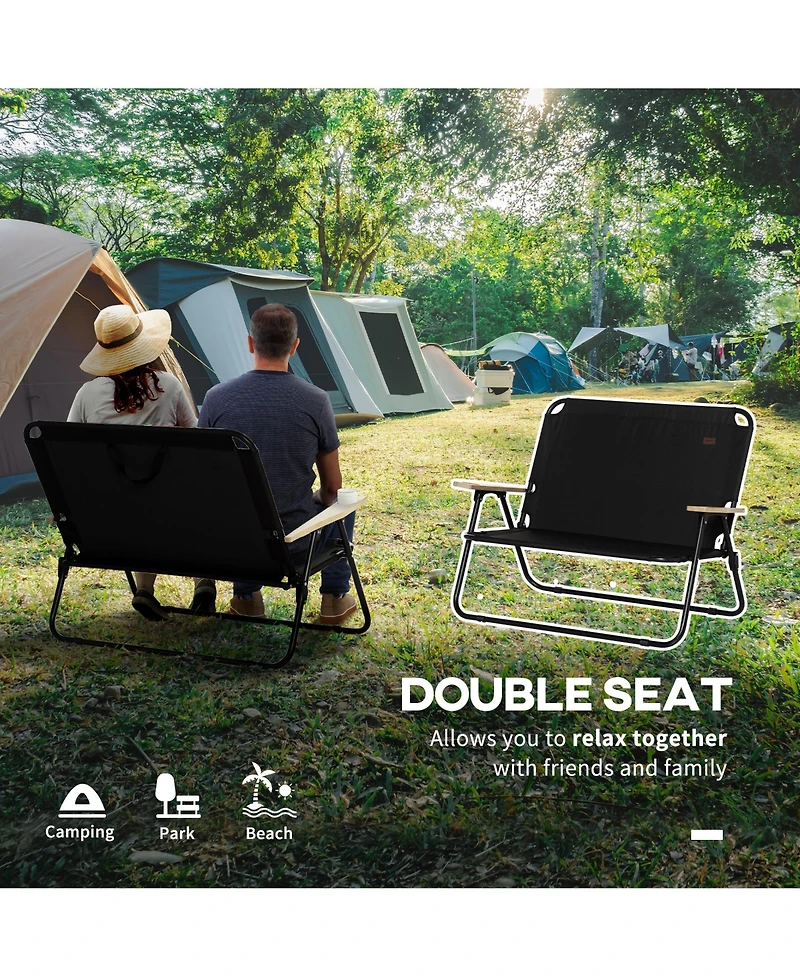 Double Folding Camping Chair, Loveseat for 2 Adults, Portable Camping Couch