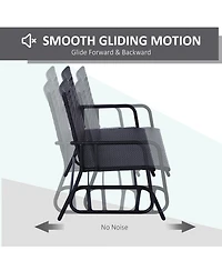 Wicker Glider Bench Rocking Chair for Patio & Outdoors